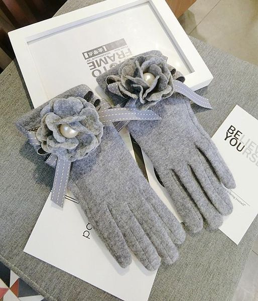 

five fingers gloves touch socialite lovely warm winter women guantes mujer femme hiver rekawiczki, Blue;gray