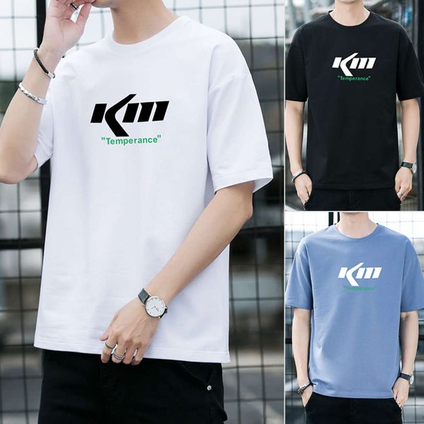 

t-shirt summer korean youth leisure fashion brand round neck cotton wear, White;black