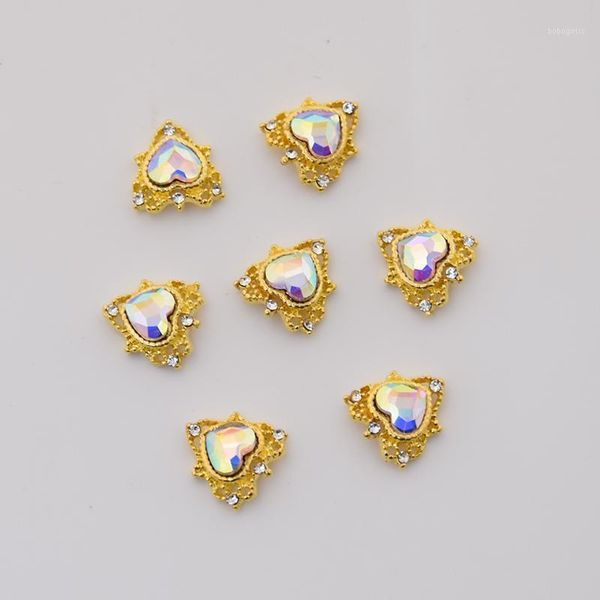 

10pcs crystal heart nail art decorations rhinestone charm glitter 10-14mm diamonds stone strass jewelry accessoires1, Silver;gold