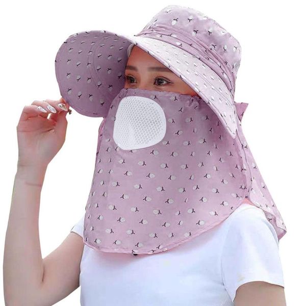 

hats, scarves & gloves sets l5yc women summer sun hat wide brim uv protection visor removable outdoor fishing neck face flap, Blue;gray