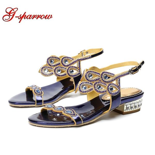 

gladiator flat sandals women shoes luxury rhinestone summer plus size 43 44 blue silver black gold bridesmaid