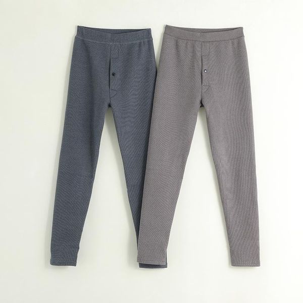 

autumn and winter australian wool leggings close-fitting men's warm pants plus fleece medium-thick slim trousers, Black