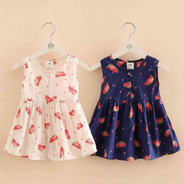 

summer 2-10t female children's clothing child baby kids cute girl watermelon print o-neck sleeveless 4 years girls dresses 210529, Red;yellow