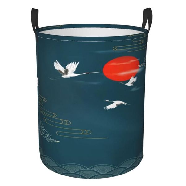 

laundry bags chinese style waterproof collapsible basket dirty clothes hamper printed foldable storage bin sundries sorter