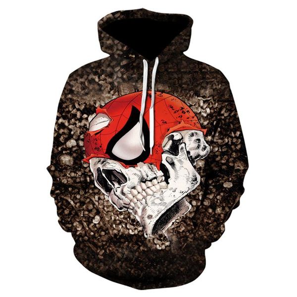 

men's hoodies & sweatshirts round neck pullover hoodie spring and autumn 3d skull print casual sweatshirt streetwear high quality, Black