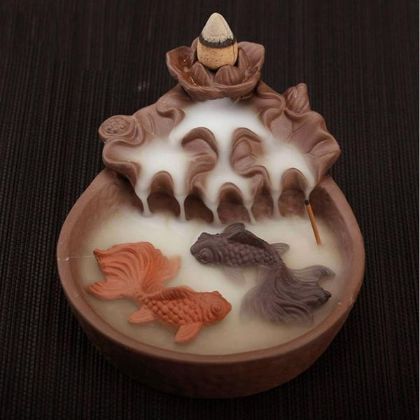 

fragrance lamps gift home bedroom holder ceramic decoration deskoffice backflow yoga craft fish model relaxing incense burner