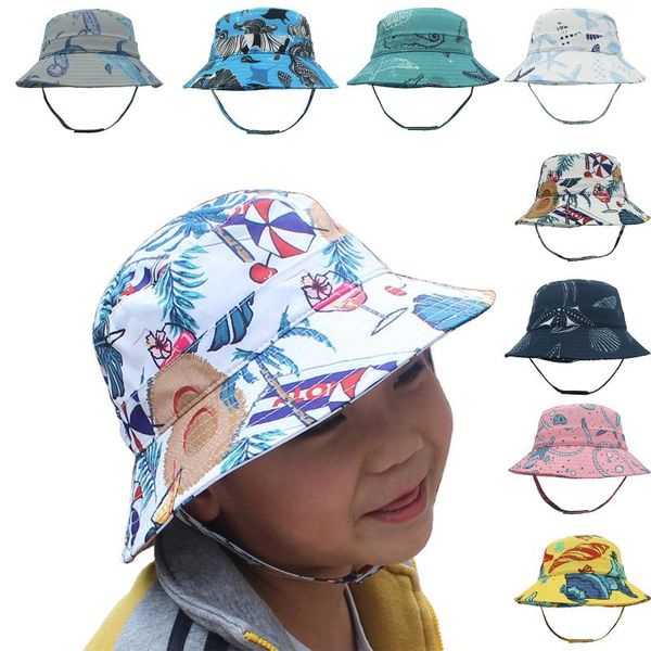 

caps & hats 2021 summer baby sun hat children outdoor bucket print kids toddler beach cap, Yellow