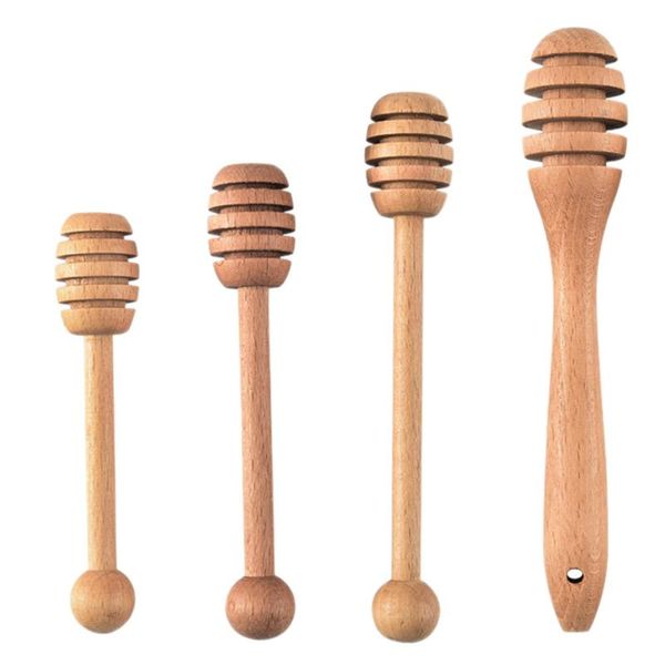 

spoons 4 pcs household mixing honey reusable sticks (log color)