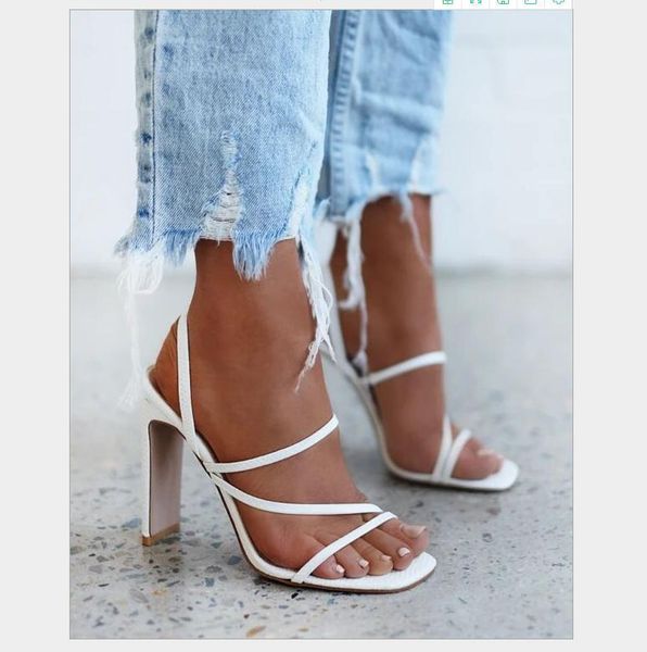 

sandals women pumps open toe ladies thin belt high heels females outdoor party dress white fashion shoes for lady, Black