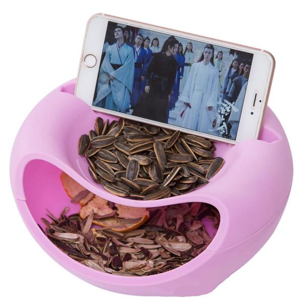 

bowls lazy snack bowl plastic double-layer storage box fruit and mobile phone bracket chase artifact plate