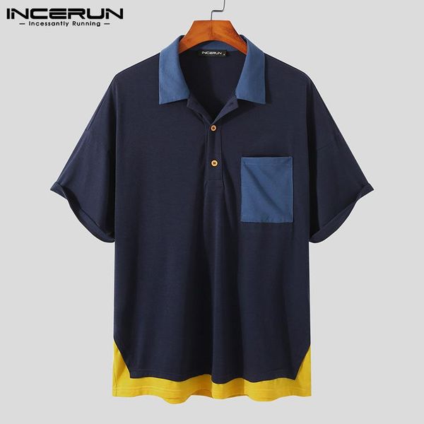 

men's casual shirts 2021 fashion men shirt brand patchwork turn down collar short sleeve pockets clothing streetwear camisa s-5xl incer, White;black