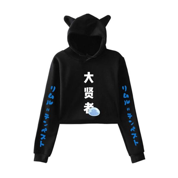 

women's hoodies & sweatshirts cat ear sweatshirt long sleeve fashion harajuku pullovers thatÂ timeÂ iÂ gotÂ reincarnatedÂ asÂ aÂ slime women c, Black