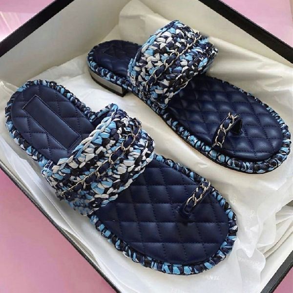 

70% off wholesale flip-flops flip flops chain slippers summer shoes flat casual sandals round toe zapatos de mujer slip on woman fashion, Black