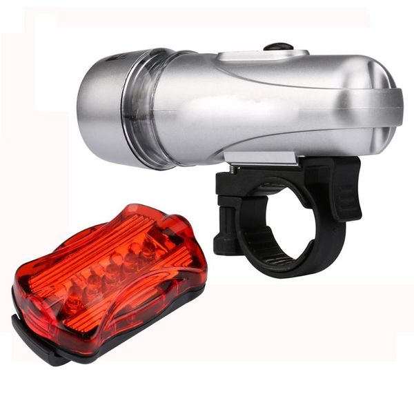 

bike lights waterproof 5 led lamp bicycle front head light + rear safety warning