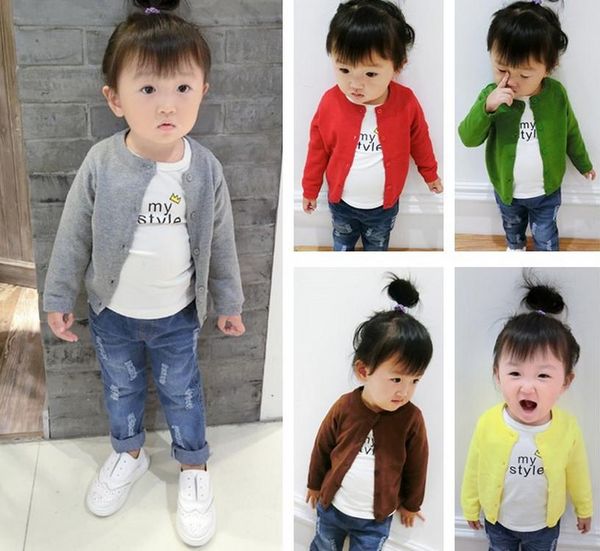

baby boys children sweater 100% cotton long sleeve knitting sweaters spring summer kids clothing girls cardigan 8 colors, Blue