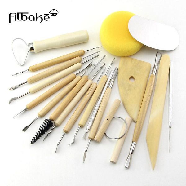

baking & pastry tools filbake 19 sets of different specifications ceramic pottery wood carving knife tool mold auxiliary art supplies cake