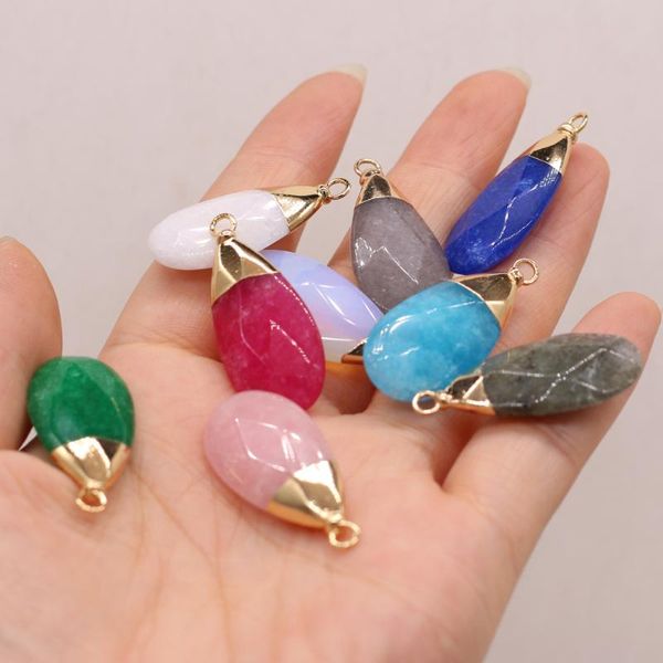 

charms natural stone pendant drop shape faceted mix color exquisite crystal for jewelry making diy bracelet necklace accessories, Bronze;silver