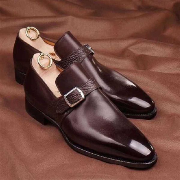 

men pu leather shoes low heel buckle dress brogue spring ankle boots vintage classic male casual tv430 211102, Black