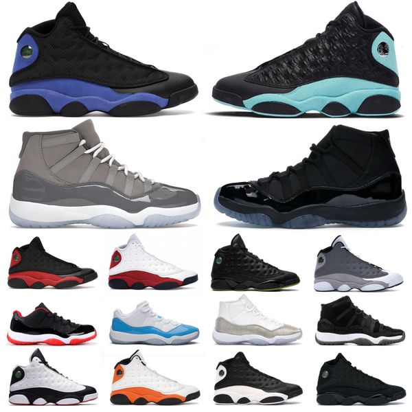 

13s basketball shoes men women 11s cool grey citrus legend gold jubilee concord 13 obsidian powder red orange flint court white purple sneak, Black