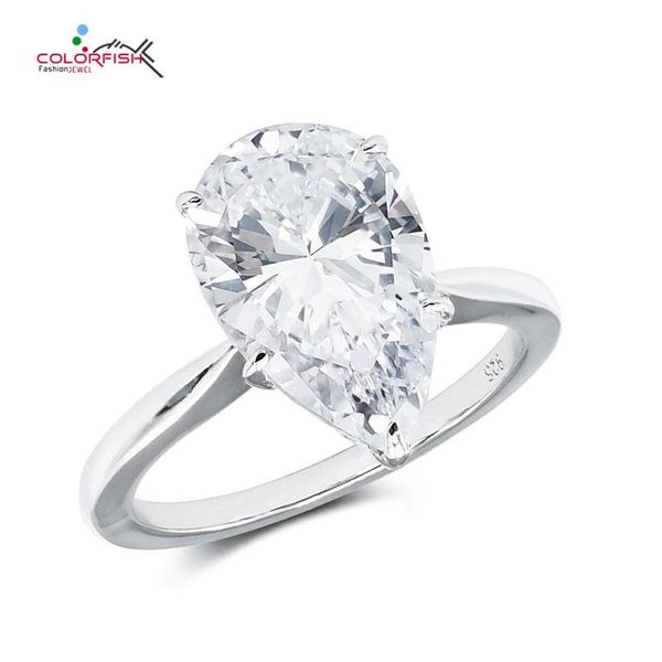 

luxury 4 pear cut women 925 sterling silver sona simulated diamond anniversary engagement ring cluster rings, Golden;silver