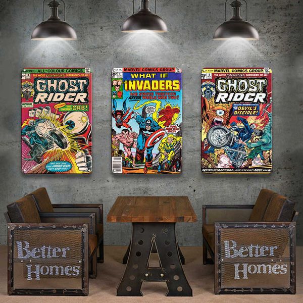 

comic superhero tin poster metal signs vintage cartoon painting creative wall decoration babyroom decor tinplate sign