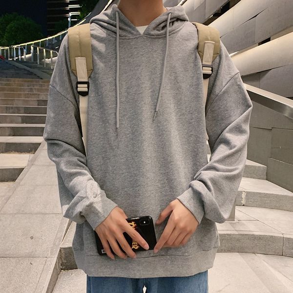 

men's vests fashion hoodie pullover swearshirt male long sleeve casual loose cotton sweatshirt men solid color simplicity hood clo, Black;white