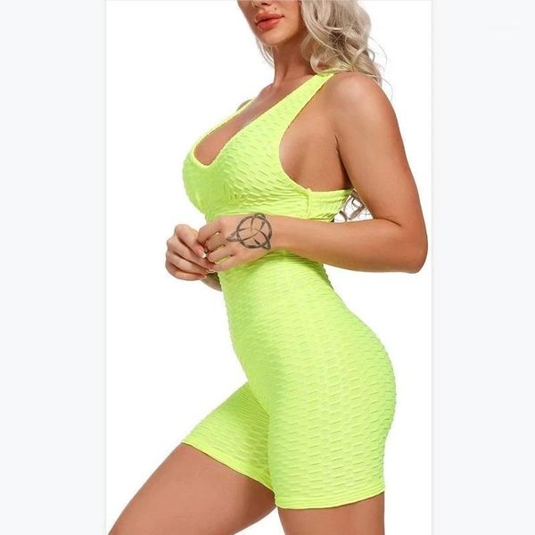 

yoga outfit set casual shorts women jumpsuit coverall sleeveless sport workout bodysuit fashion solid fitness suit
