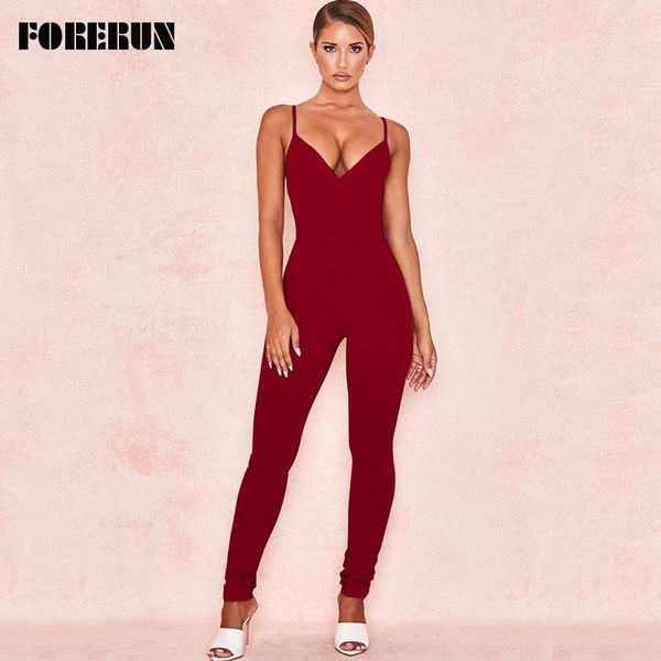 

women's jumpsuits & rompers forerun womens jumpsuit spaghetti strap long pants skinny white black winter cotton overalls combinaison fe, Black;white