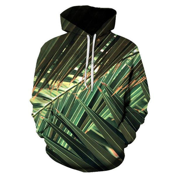 

men's hoodies & sweatshirts 3d printed pullover leaf men hooded casual long-sleeved hoodie outwear streetwear mens autumn, Black