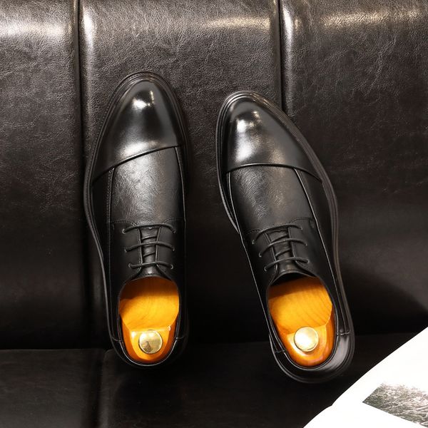 

men's pointed sho korean fashion formal busins casual wedding 86108, Black