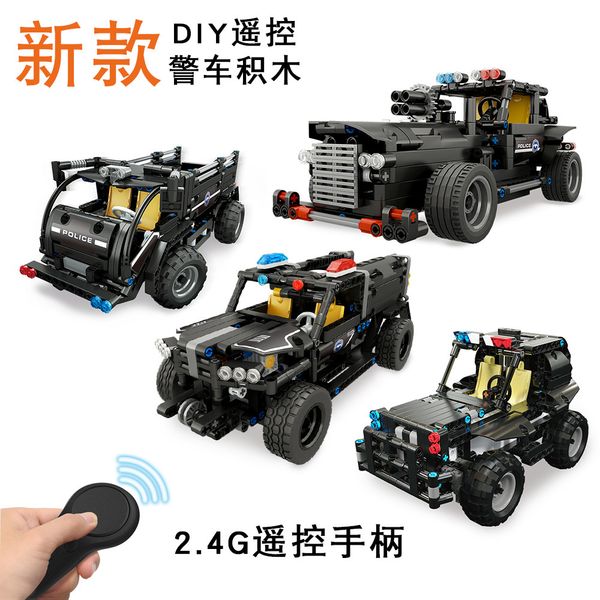 

compatibl technique remote control car swat military vehicle police model building bricks blocks toys city arms truck moc