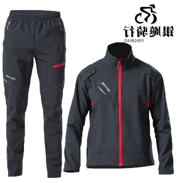 

winter cycling suit autumn and winter men's women's fleece warm pants outdoor sportswear equipment, Black;red