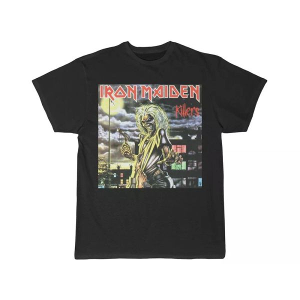 

iron maiden killers lp short sleeve tee, White;black