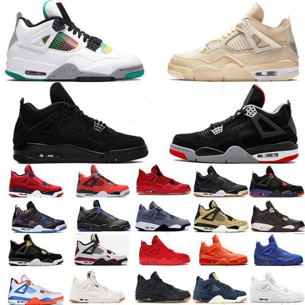 

4 4s jumpman men basketball shoes metallic purple red green bred ovo splatter black cat mens sports sneakers size 40-47