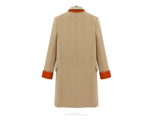 

women's wool & blends women clothes solid color medium and long section sleeve matching lapels suit woolen coat, Black