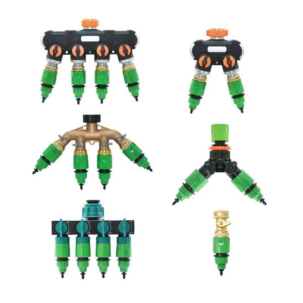 

watering equipments 1/2/4 way garden tap brass plastic 4/7mm 8/11mm hose splitter y-type connector distributor for irrigation pipe