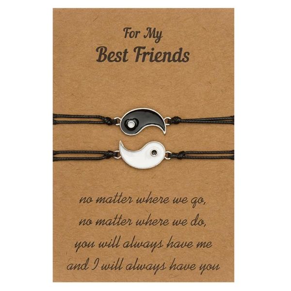

charm bracelets 2pcs yin yang adjustable cord bracelet jewelry for friendship relationship boyfriend girlfriend friend, Golden;silver