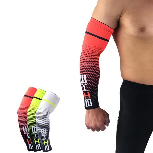 

1pair men cycling running uv sun protection cuff cover protective arm sleeve bike sport warmers sleeves elbow & knee pads, Black;gray