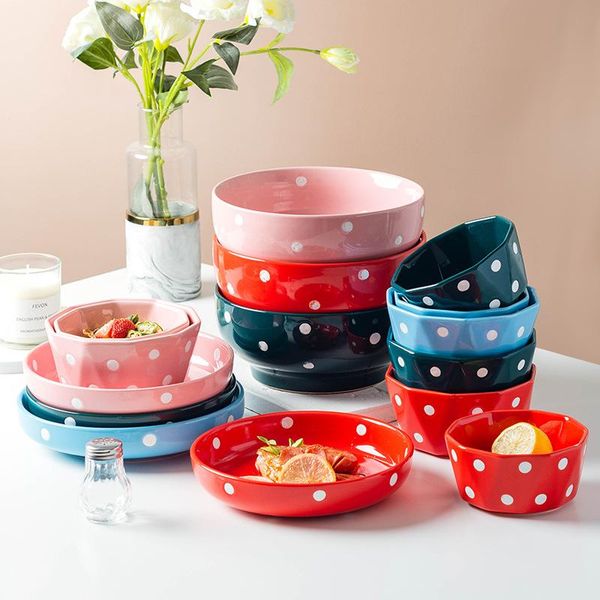 

wave dot bowls and dishes ceramic household hand-painted creative ins pasta plate dessert tableware