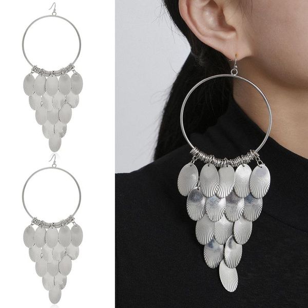 

dangle & chandelier women fashion earrings statement vintage hoop drop tassel earing jewelry accessory gift, Silver