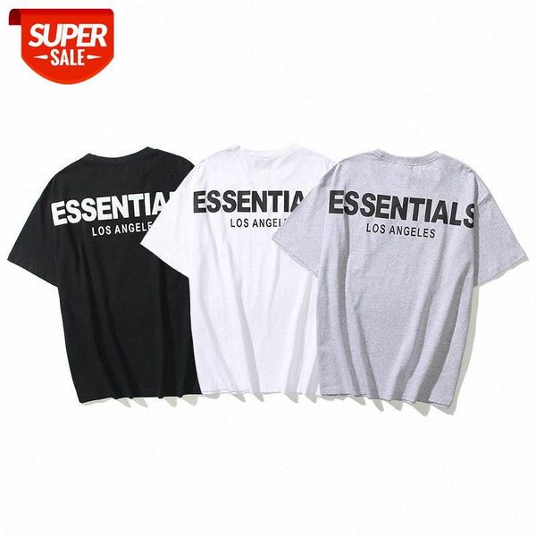 

summer reflective letters los angeles la limited short-sleeved t-shirt fog eentials men's and women's bottoming shirt #wy7n, White;black