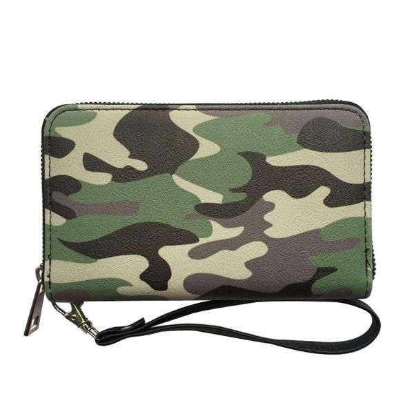 

fashion pu leather women camouflage print long wallet card holder zipper cash coin clutch purse wallets, Red;black