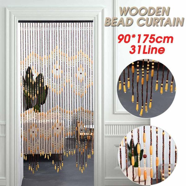 

irregular shaped wooden bead curtain 90x175cm 31line handmade blinds screen door curtains porch kitchen divider & drapes