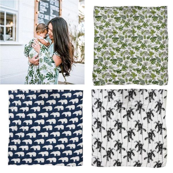 

blankets & swaddling green leaf born muslin cotton soft baby blanket bedding swaddle wrap bath towel