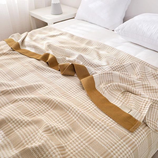 

leisure sofa blanket cotton soft gauze summer cool air conditioning quilt throw for beds single double lattice bedspread blankets