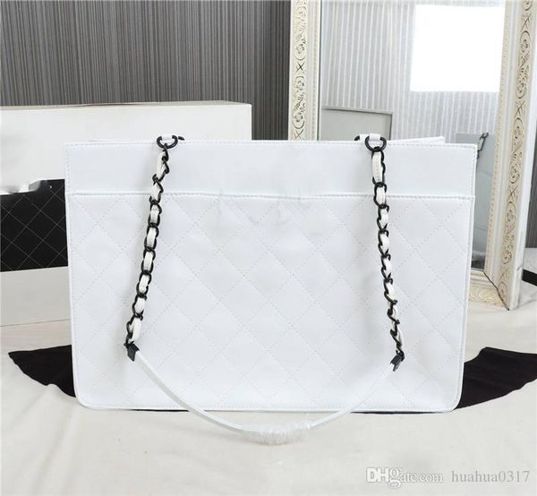 

deauville tote bag white leather chain 2way chain shoulder hand bag size:37x26x124cm