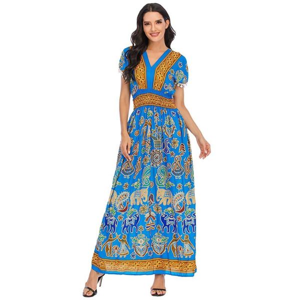 

casual dresses plus size boho dress 2021 spring women's summer fringed bohemian long skirt beach evening sundress, Black;gray
