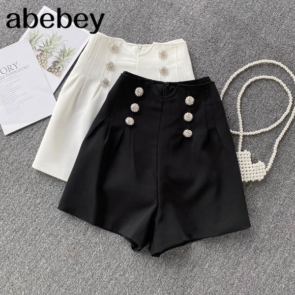 

spring autumn clothes women tweed shorts retro high waist black 210512, White;black