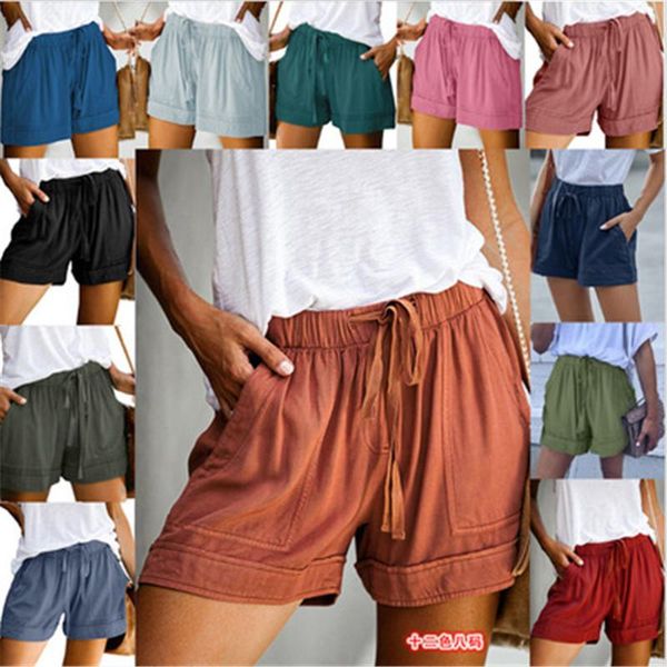 

women's shorts 1651 casual women short pants simple drawstring pockets summer elastic waist loose home fashion streetwear ladies pant 5, White;black