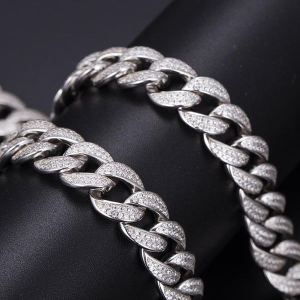

chains iced out cuban link chain moissanite hip hop msn-455, Silver